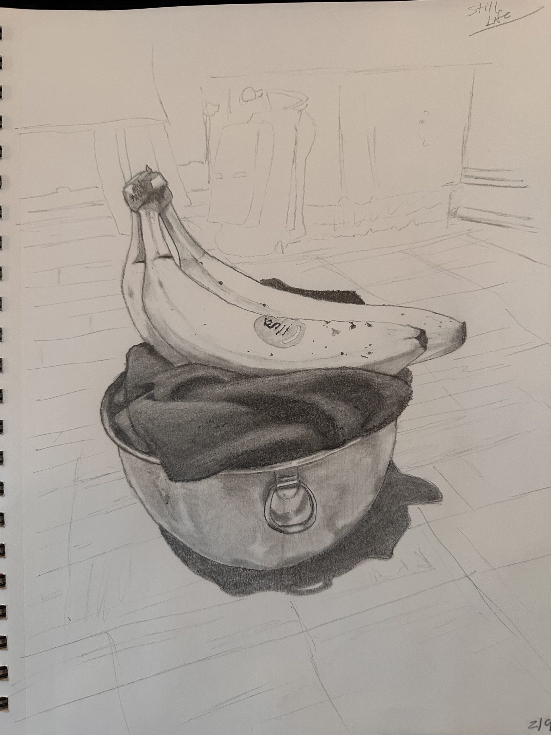 Ariana Contey - Banana Bowl - Graphite on paper