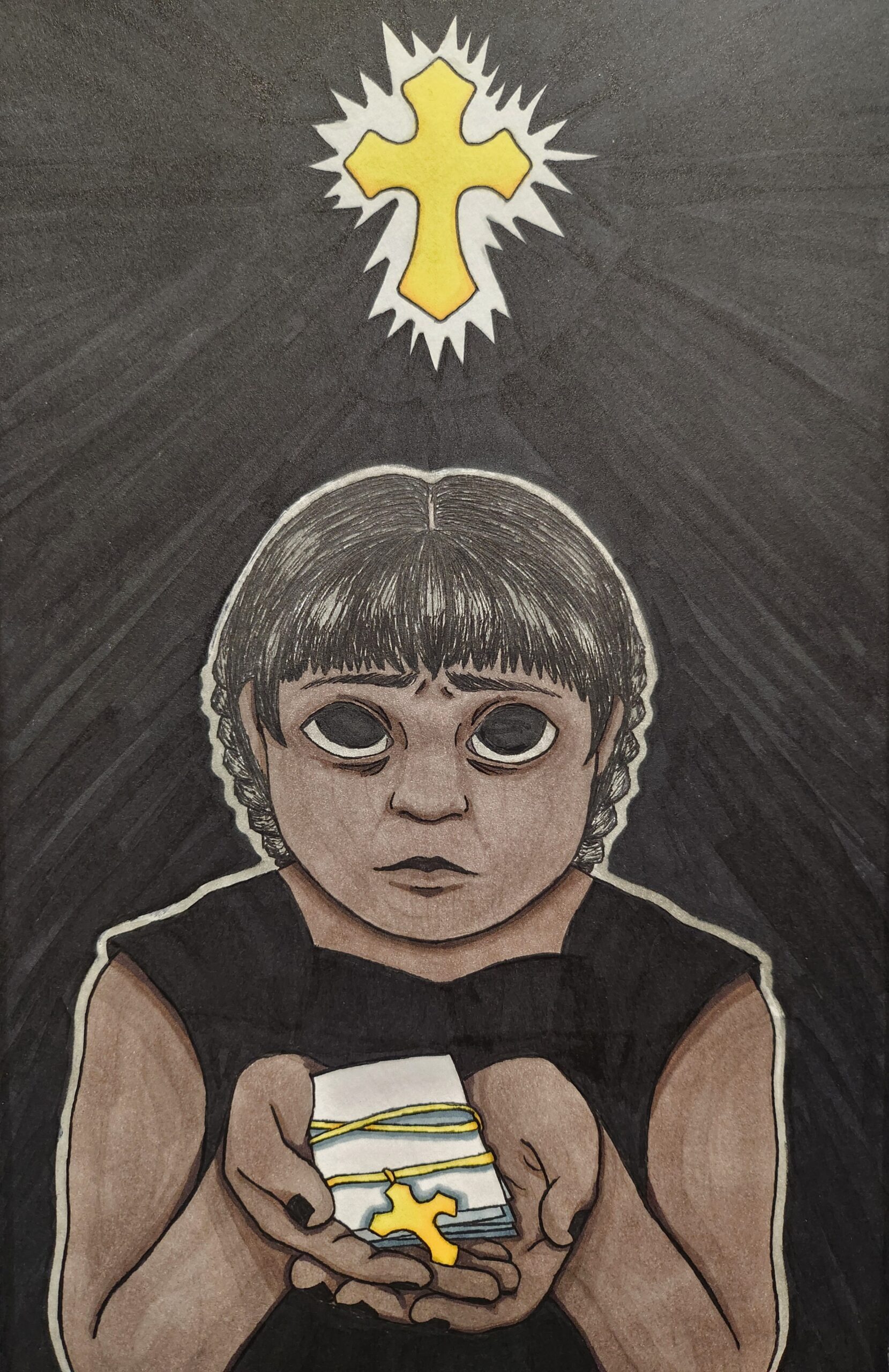 Natally (Nate) Cornejo - La Niña de Negro - 2024 - Alcohol Marker and Ink Pen - 6×10 inches
