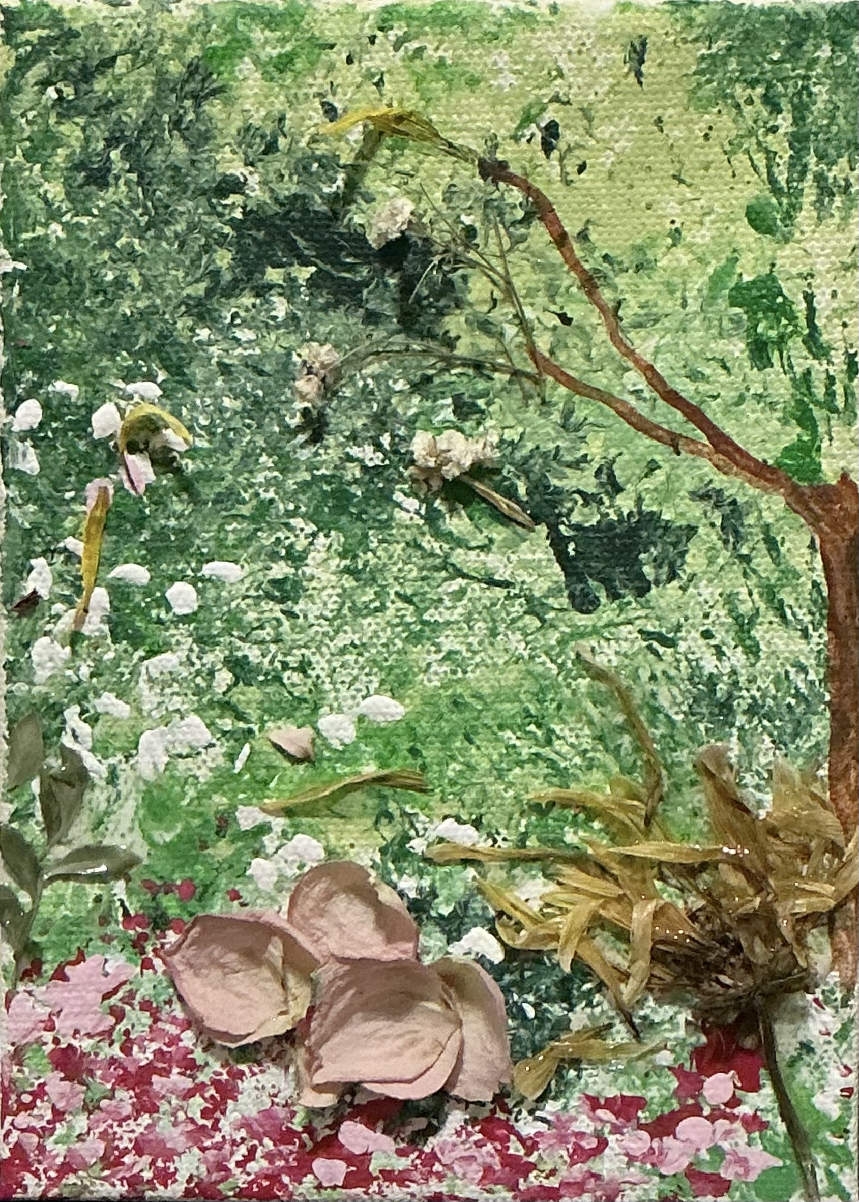 Mikella Vicuna - Untitled - 2026 - Acrylic paint and flower petals on canvas