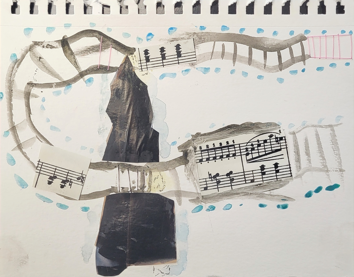 Fawzi Alhablawi - Half Forgot Your Voice - 2025 - Watercolor paper; mixed media